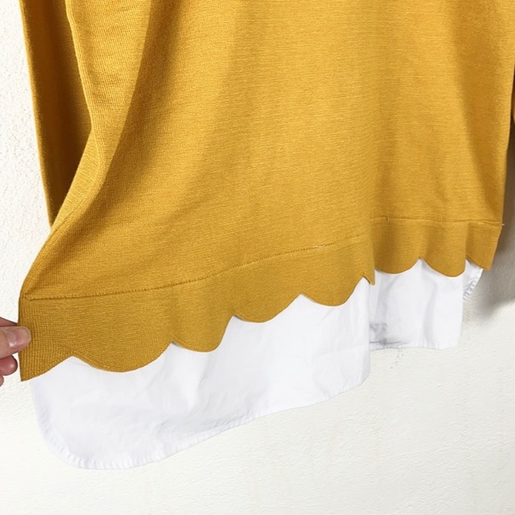 CABLE & GAUGE | Scallop Trim Faux Layer Sweater Shirt Top - Picture 4 of 8